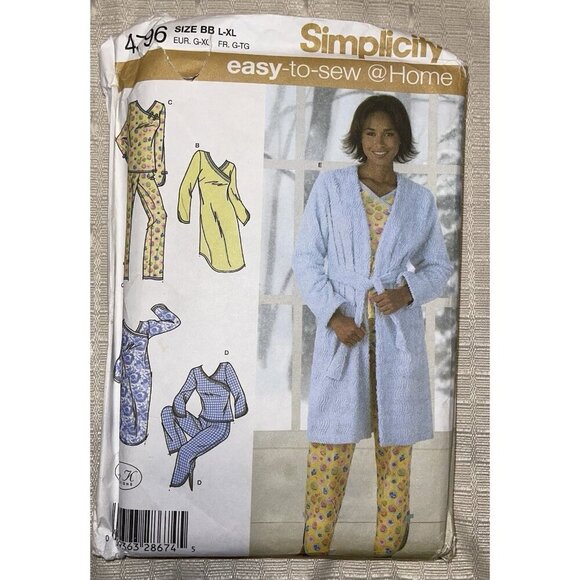 SIMPLICITY Sewing Pattern 4796 MISSES PAJAMAS NIGHTGOWN Size:L-XL UN-CUT(s608 - Picture 1 of 2
